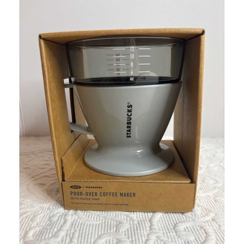 Starbucks OXO Pour-Over Coffee Maker with Water Tank Grey Single Serve New